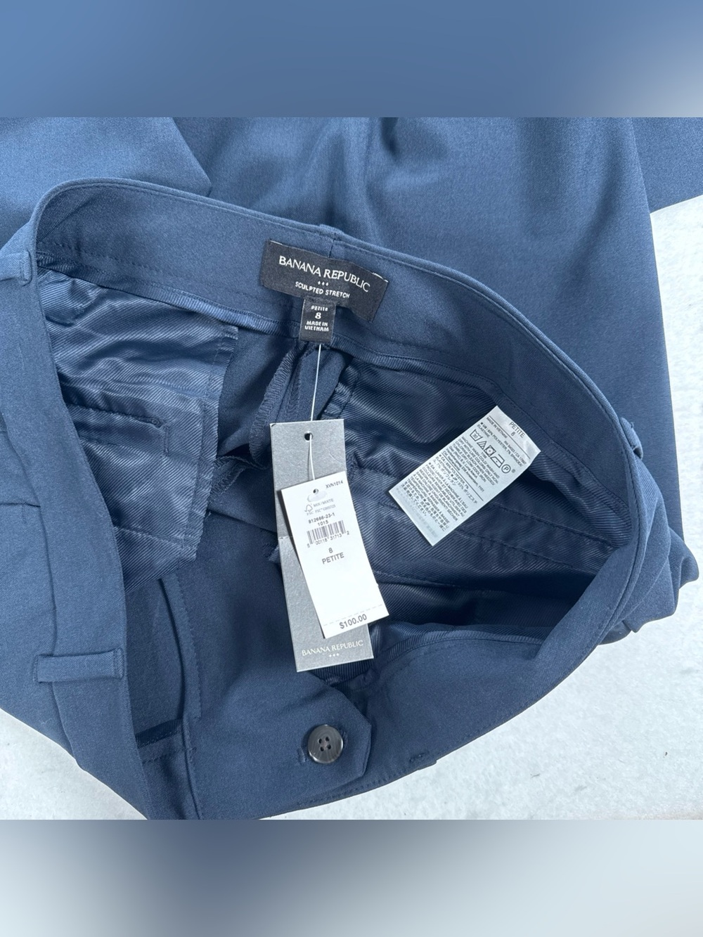 Banana Republic High Rise Bootcut Trousers Women 8 Petite Sculpted Stretch Blue - Picture 7 of 8